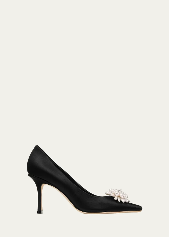 85mm Ines Pearly Satin Pumps