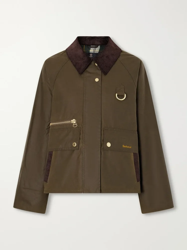 Cottingham corduroy-trimmed waxed cotton-canvas jacket