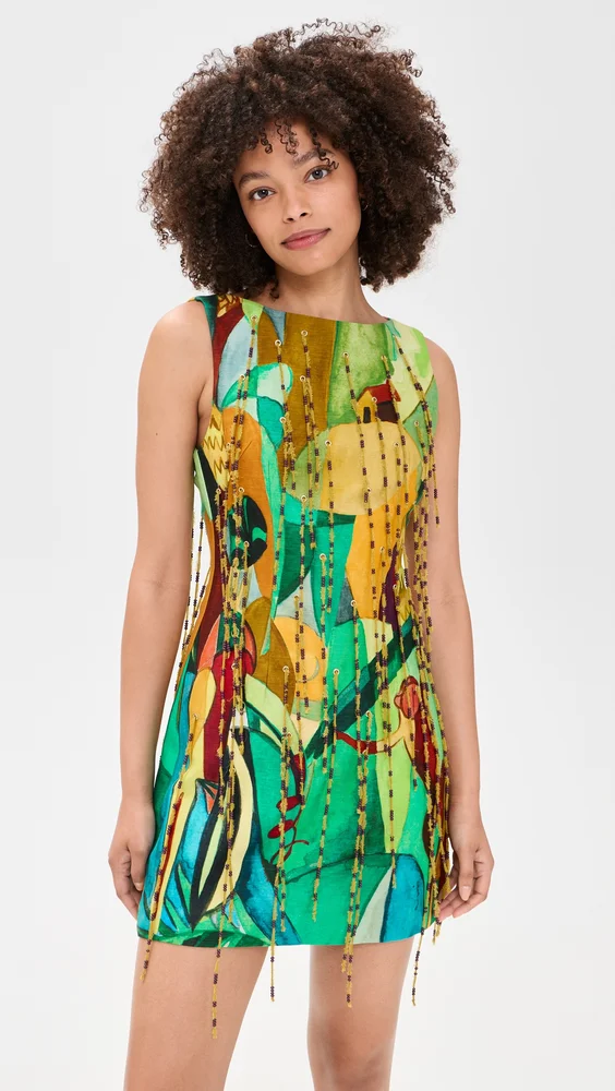Mokshini Beaded Fringe Mini Dress