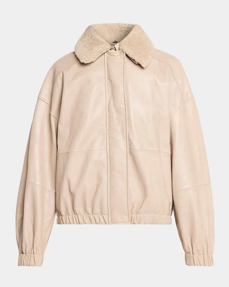 Nappa Leather Jacket w/ Shearling Collar