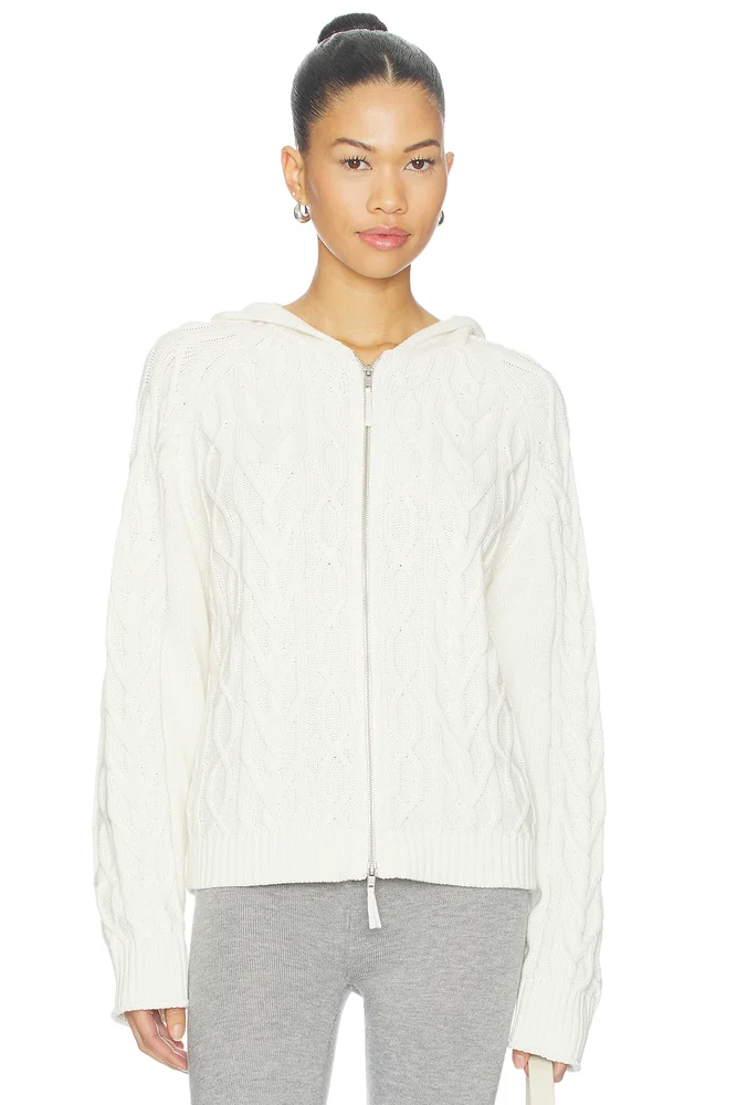 Salem Cable Knit Oversized Zip Up Hoodie