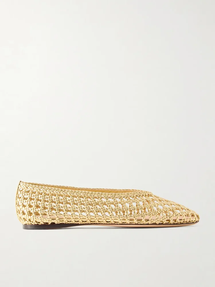Emery woven metallic leather ballet flats