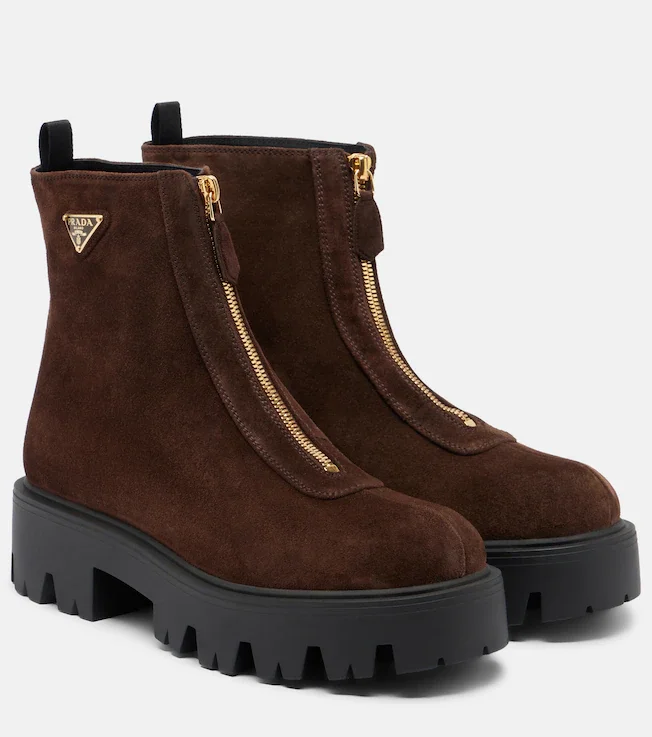 Suede platform ankle boots