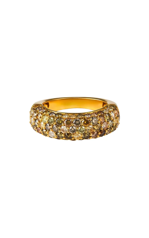 18K and 22K Yellow Gold Diamond Large Ring