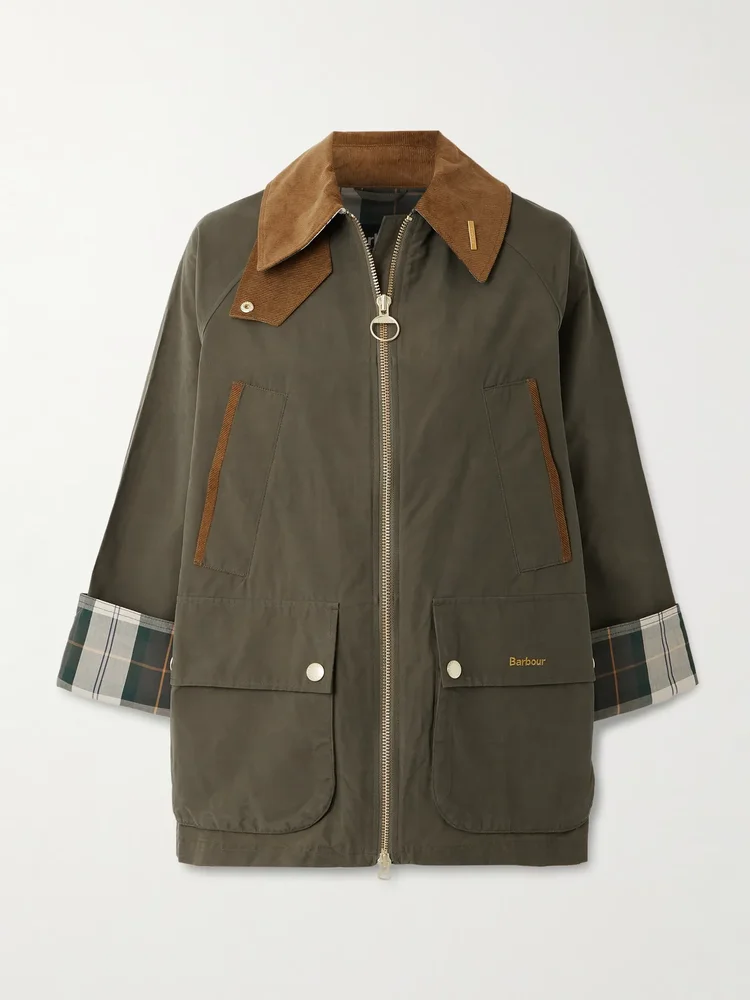 Icons Bedale corduroy-trimmed waxed cotton-blend jacket