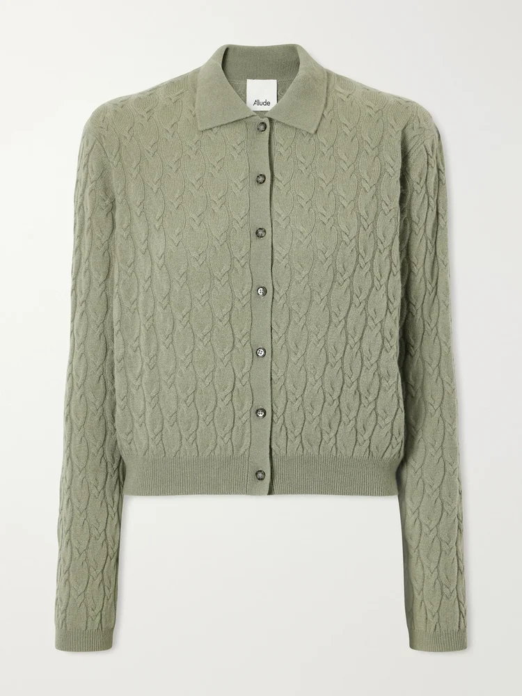 Cable-knit cashmere cardigan