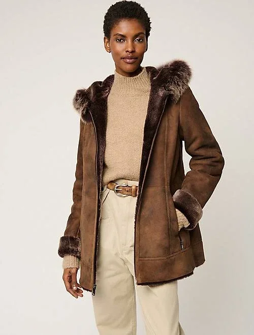 Overland Claire Hooded Toscana Sheepskin Coat
