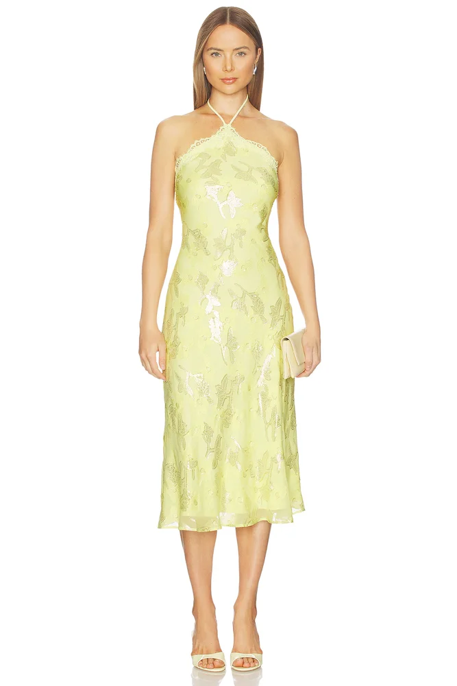 Ruzita Metallic Chiffon Midi Dress