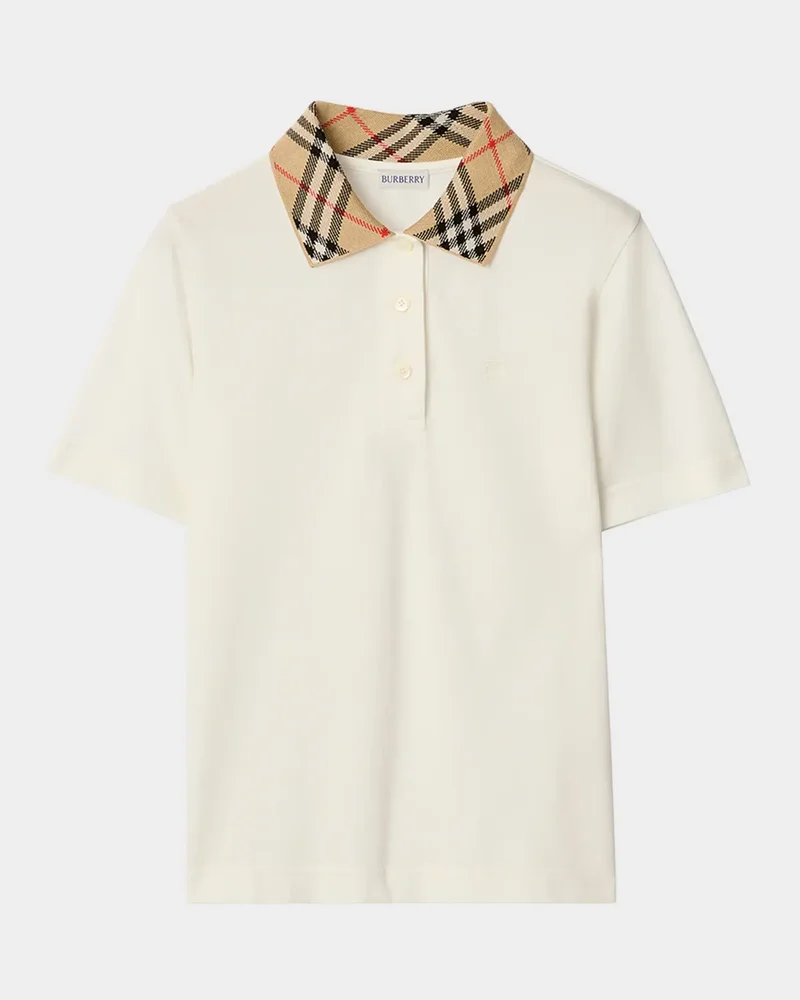 Imogen Check Collar Short-Sleeve Polo Shirt