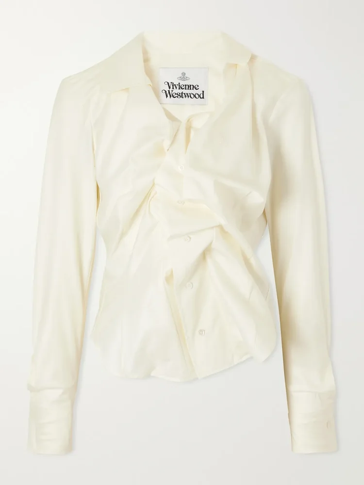 drunken draped cotton twill shirt