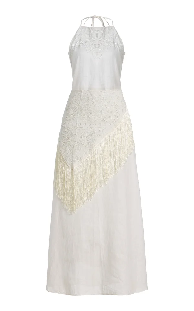 Exclusive La Isla Josephina Fringe Lace Cotton Apron Dress