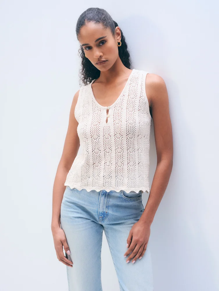 Cotton Pointelle Tank Top