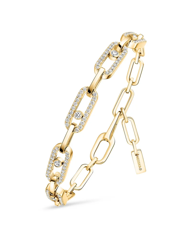 18K Yellow Gold Diamond Move Link Bracelet, 0.82 tcw