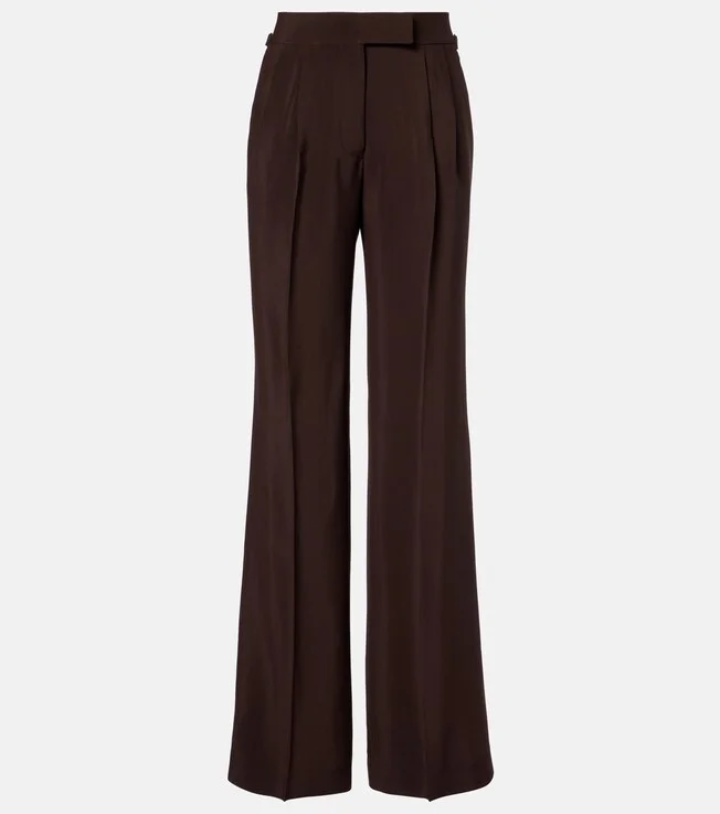 Pleated high-rise wide-leg pants
