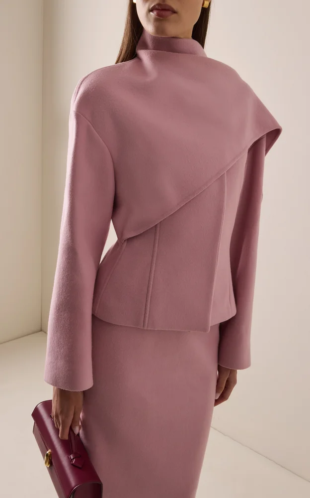 Draped Double-Face Virgin-Wool Jacket