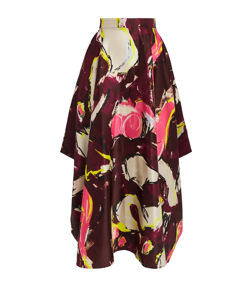 Satin Printed Amari Midi Skirt