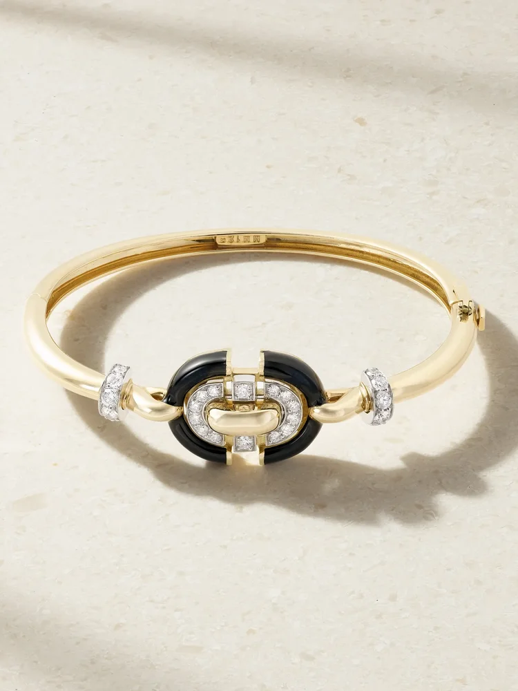 Unity 18-karat gold and platinum, diamond and enamel bracelet