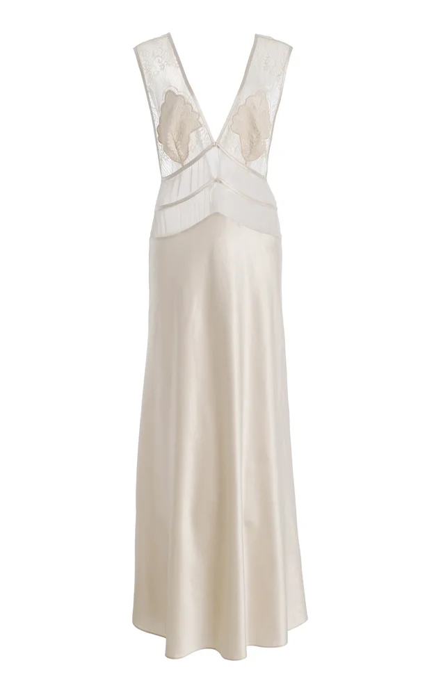 Exclusive Pascal Lace-Inset Silk Maxi Dress