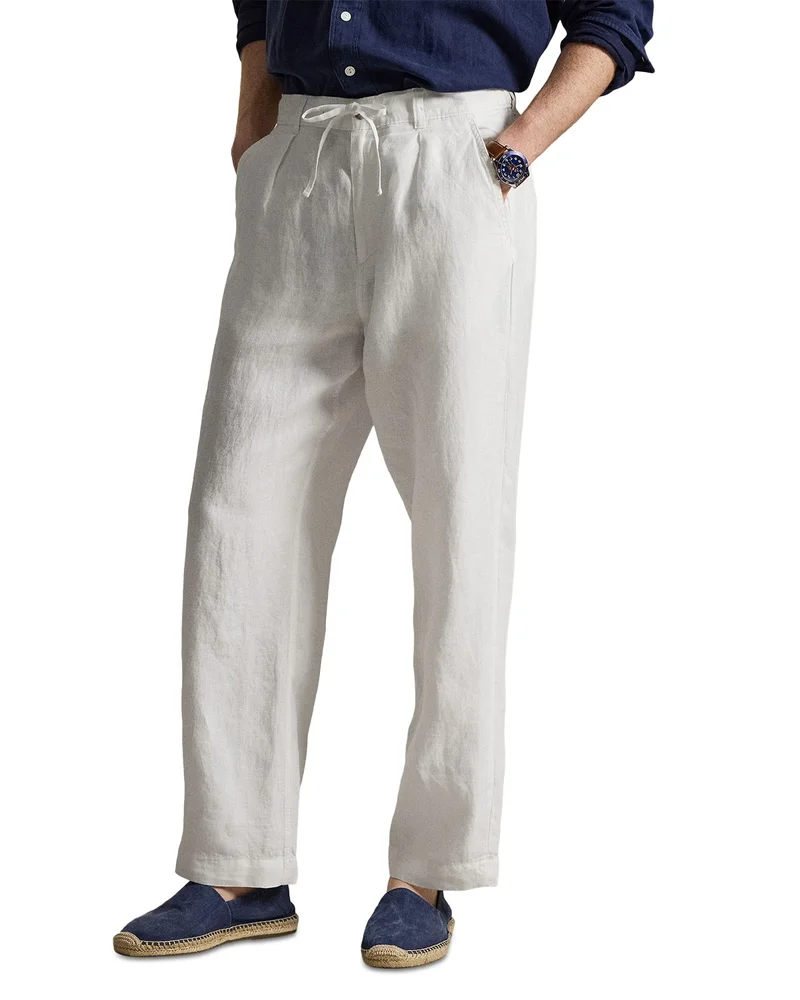 Lateef Relaxed Fit Pleated Linen Pants