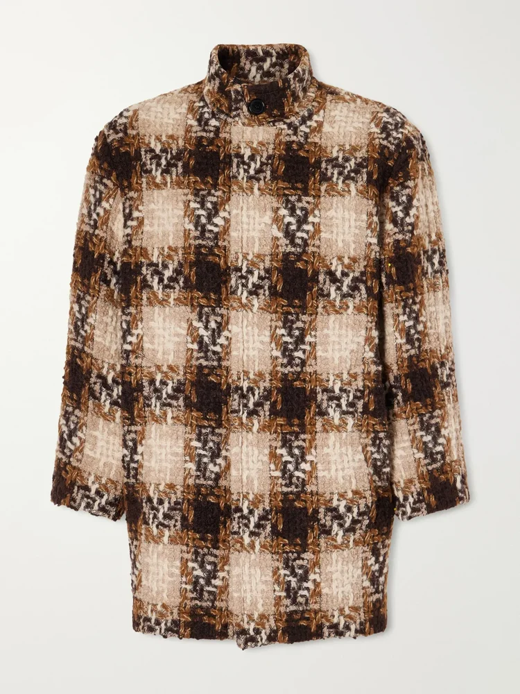 Checked wool-blend tweed jacket