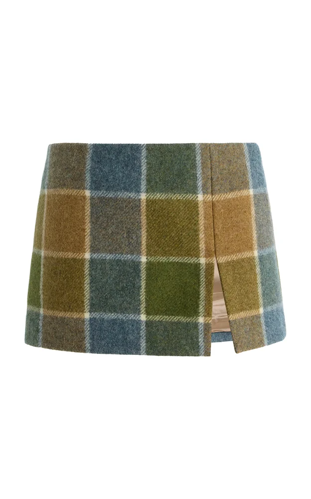 Checked Wool Mini Skirt