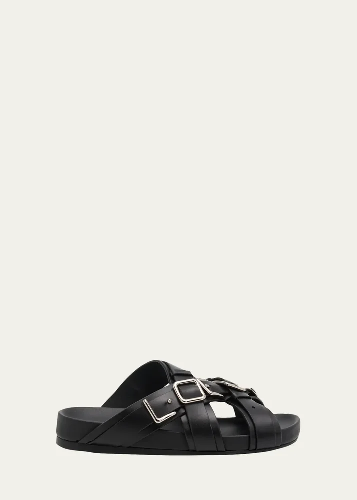 Bergdorf Goodman Type Fussbett Leather Slide Sandals