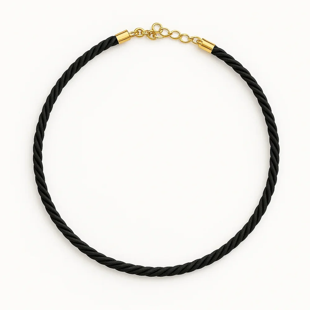 Black Silk Cord Braided Necklace