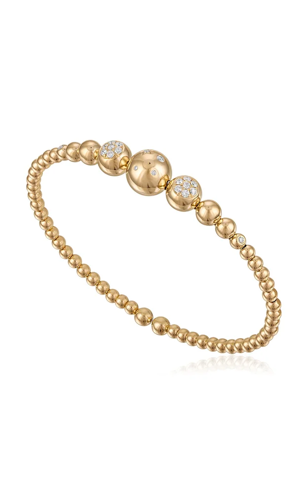 Bubbles 14K Yellow Gold Diamond Bangle