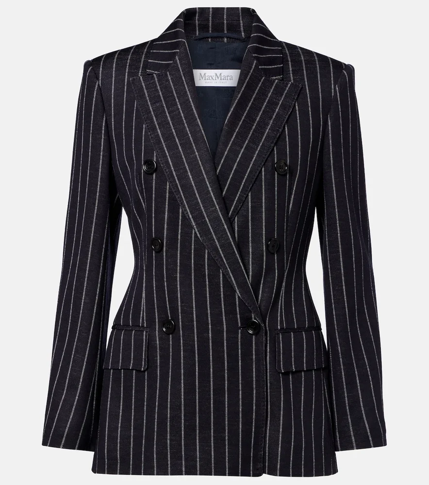 Pinstripe double-breasted jersey blazer