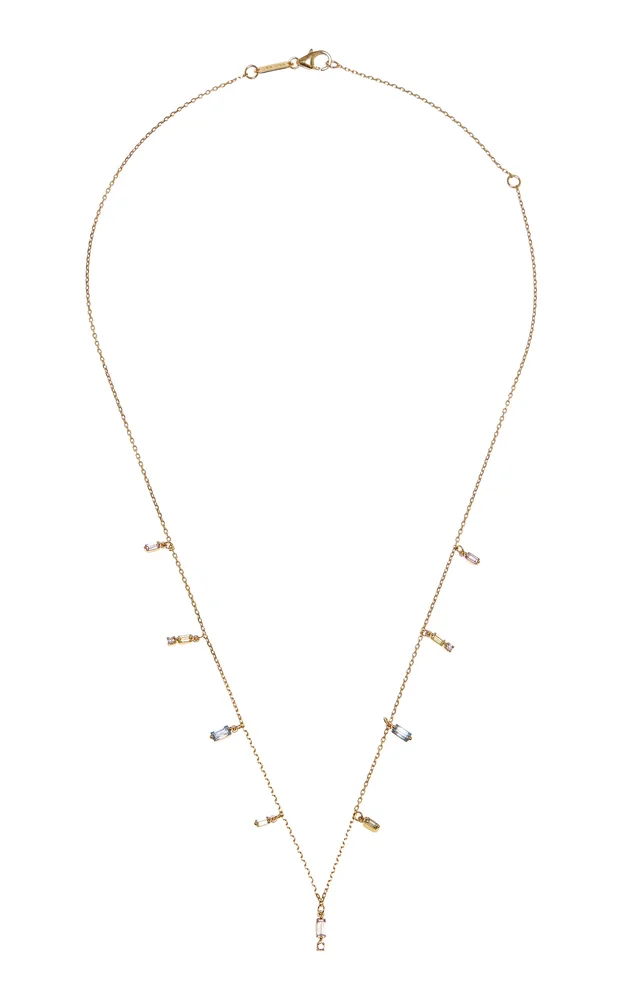 Dangling 18K Yellow Gold Sapphire and Diamond Necklace