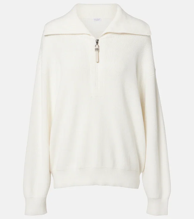 Monili oversized cotton half-zip sweater