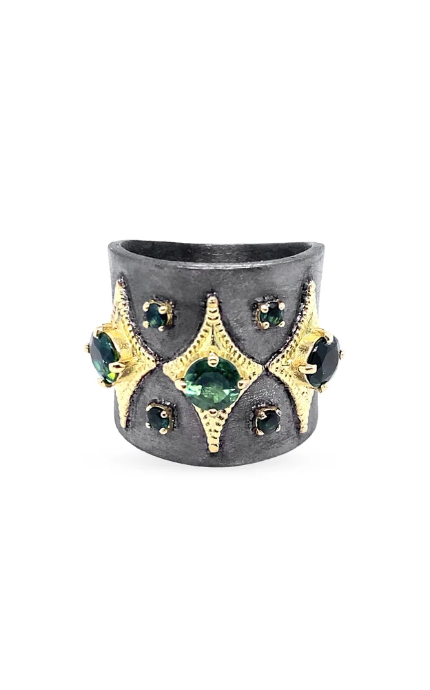18K Yellow Gold Sterling Silver Tourmaline Ring