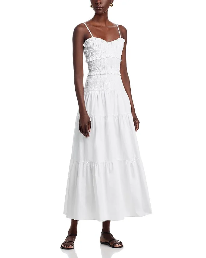 Smocked Cotton Poplin Maxi Dress