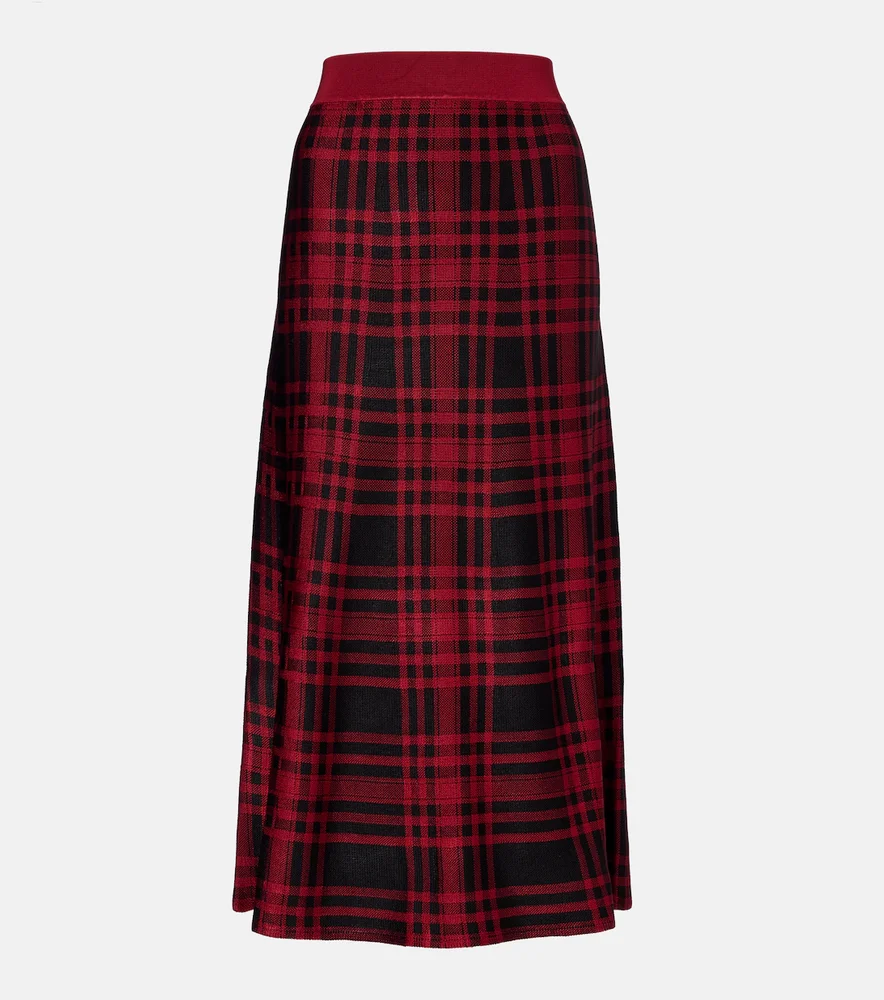 Plaid midi skirt