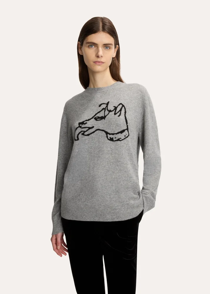 Cashmere Lucian Dog Jumper - Grey