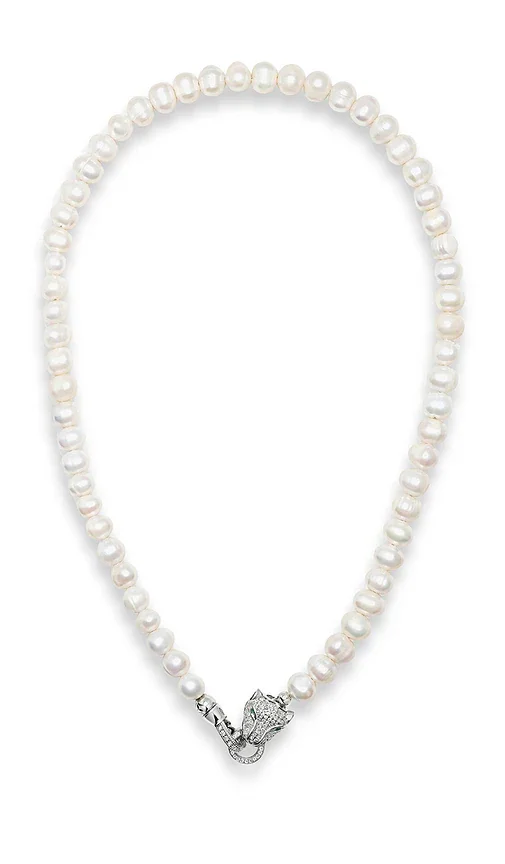 Panther Head Lock Pearl Necklace Nialaya