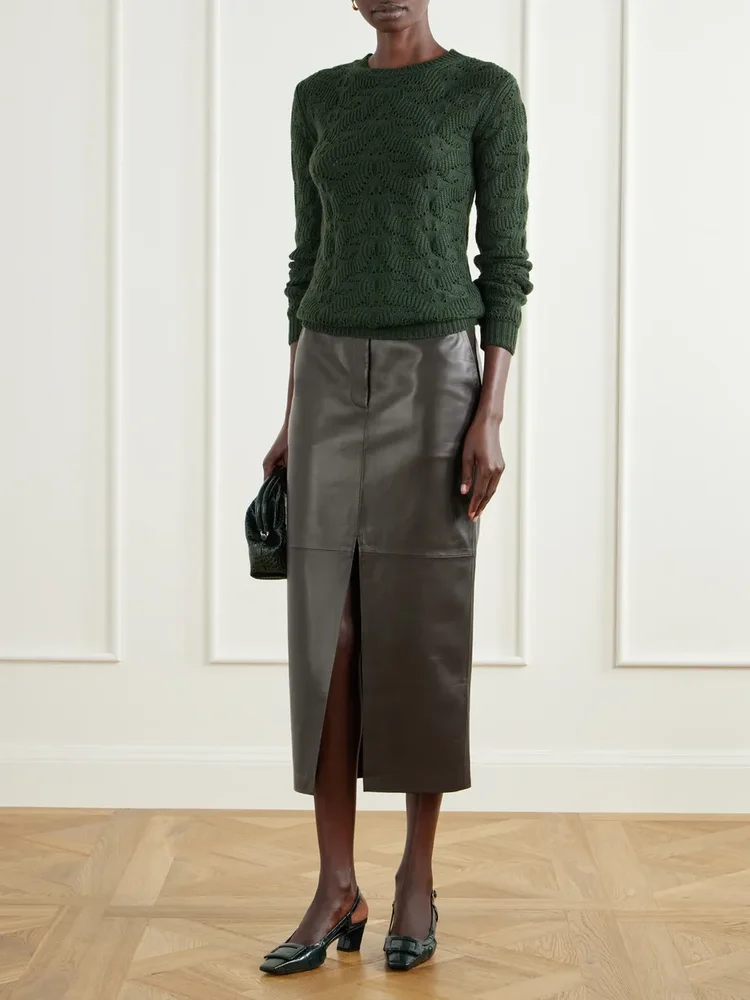 45 croc-effect leather slingback pumps