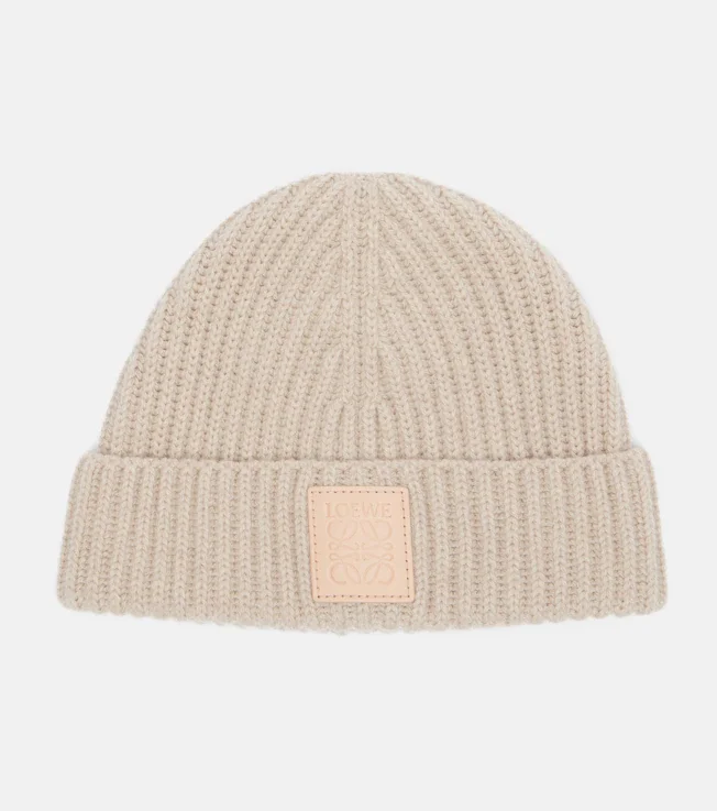 Anagram ribbed-knit cashmere beanie