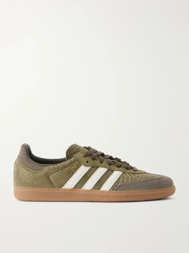 Samba OG leather-trimmed snake-effect suede sneakers