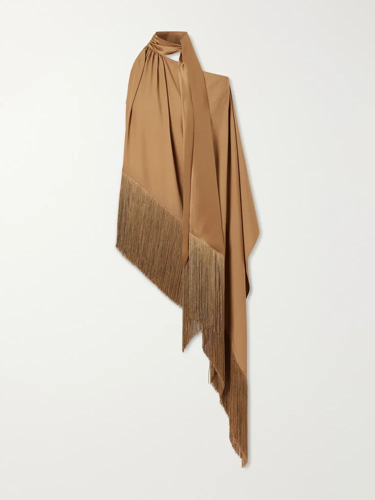 Atlas fringed crepe blouse