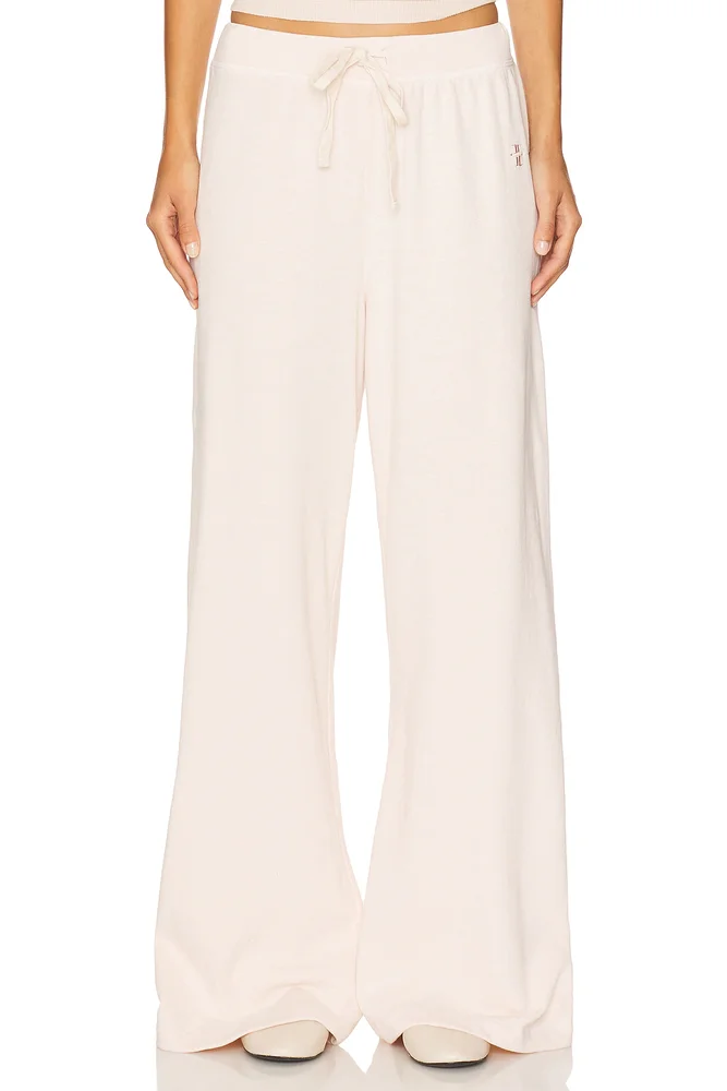 Drawstring Lightweight French Terry Wide Leg Sweatpant