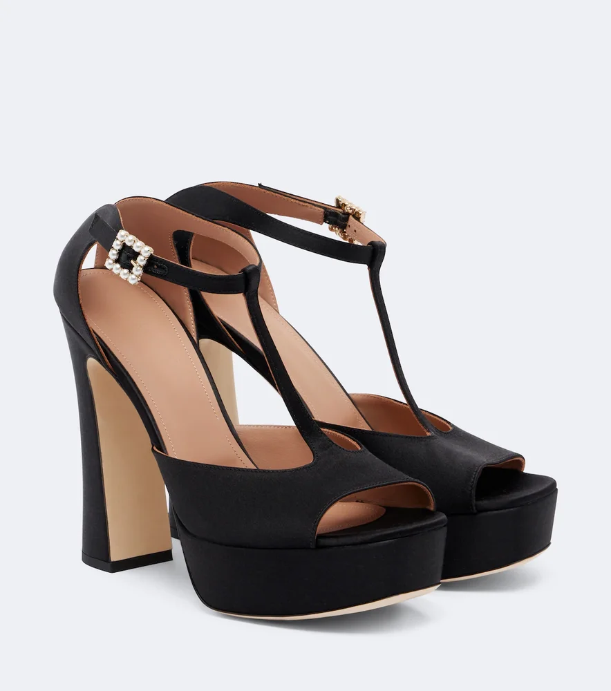 Nomi embellished satin platform sandals
