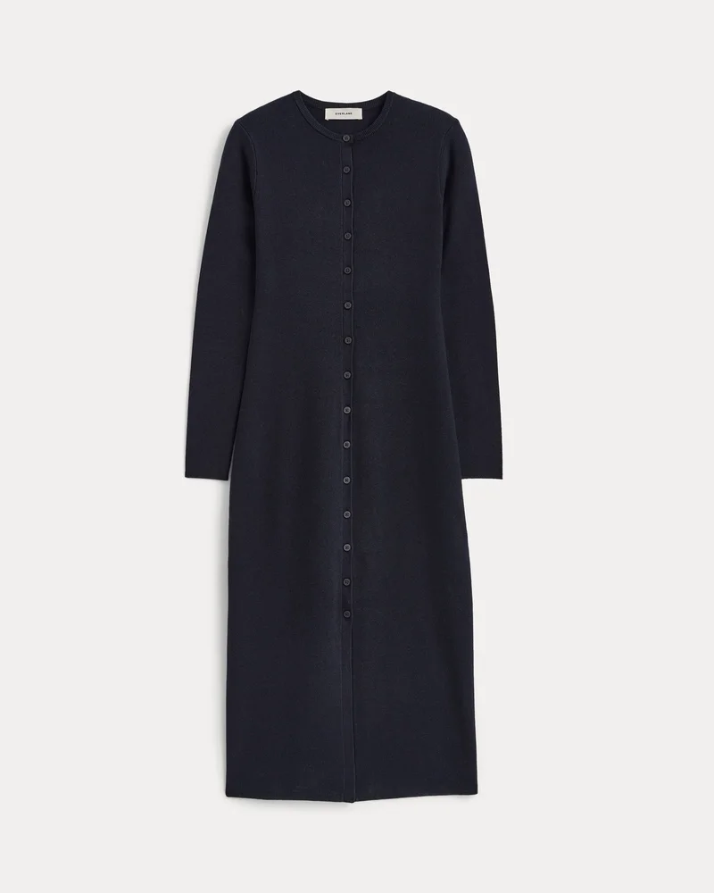 Fine-Knit Maxi Cardigan Dress | Navy