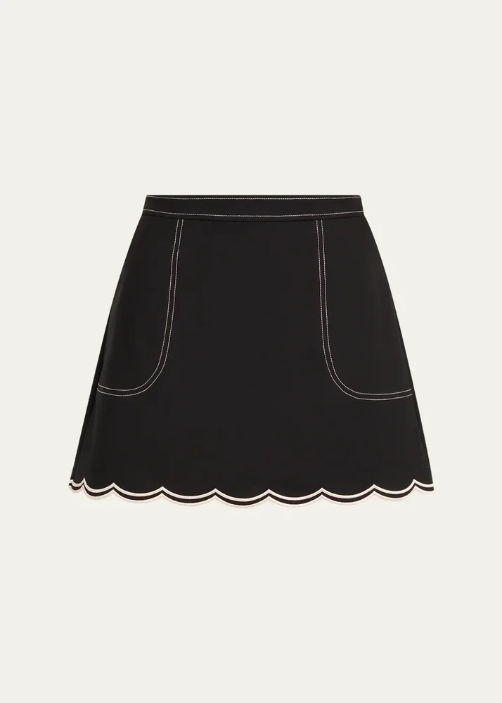 Cheryl Scallop-Hem Mini Skirt