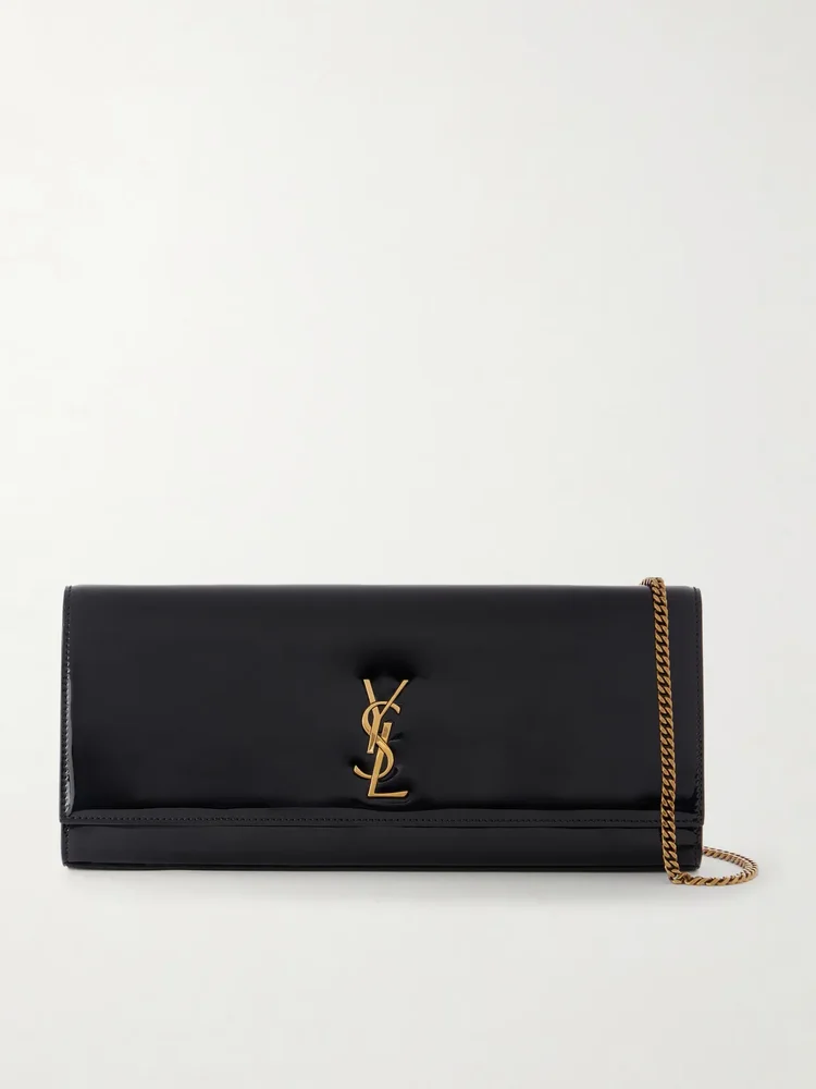 Kate Cassandre-embellished patent-leather clutch