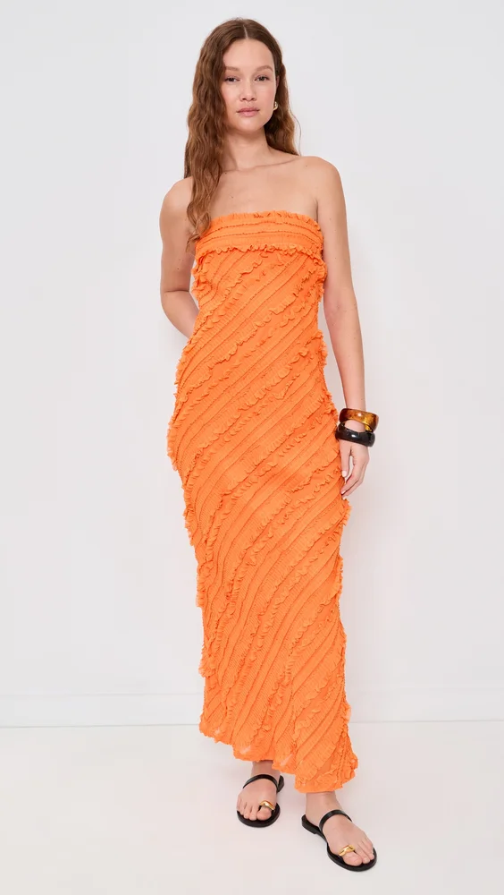 Strapless Ruffled Maxi Dress
