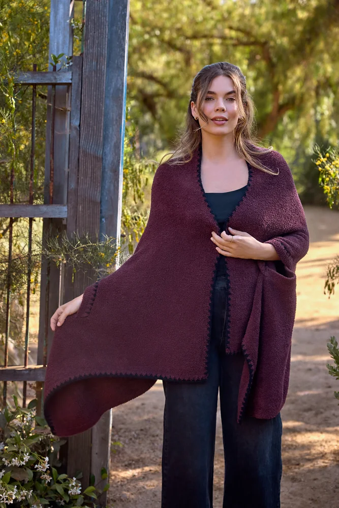 CozyChic Blanket Stitch Wrap