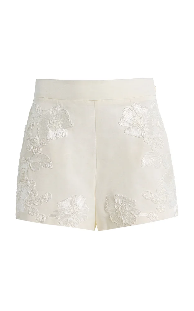 Sammie Embroidered Linen-Blend Shorts