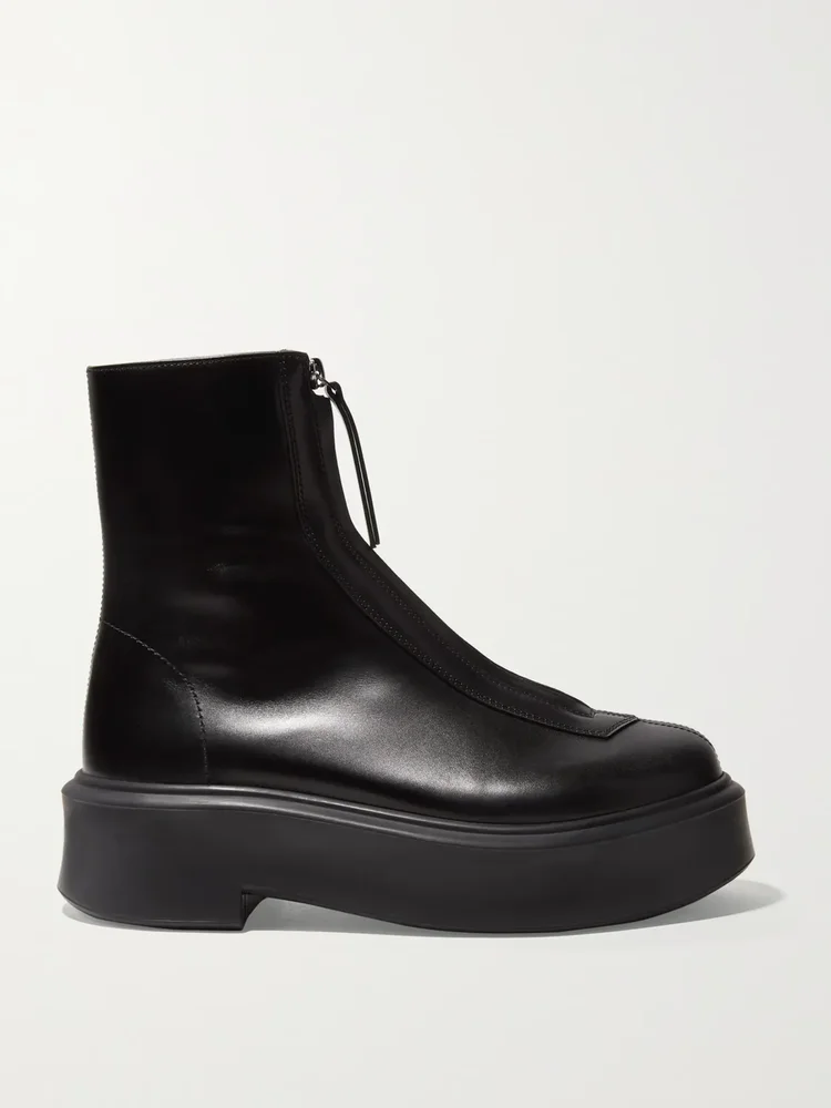 zipped leather ankle boots
