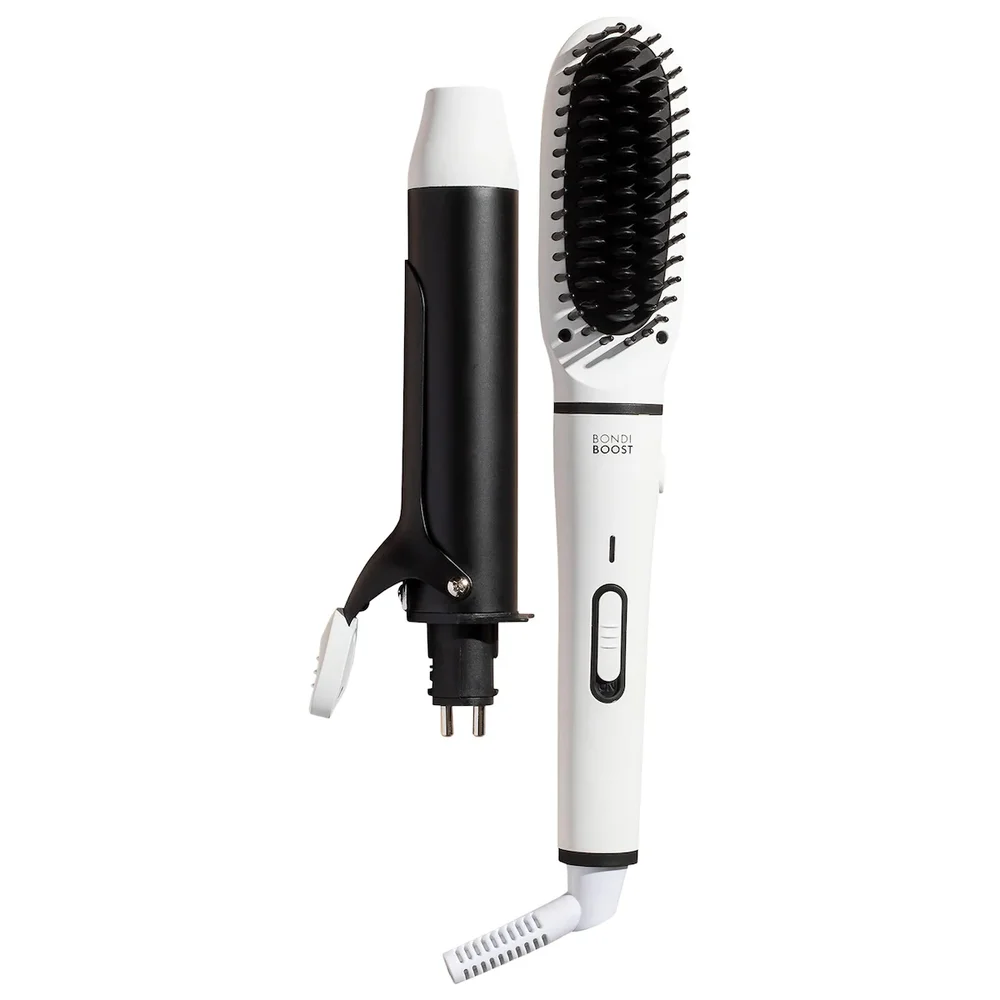 Mini Interchangeable 2-in-1 Hair Straightener Brush and Curling Iron